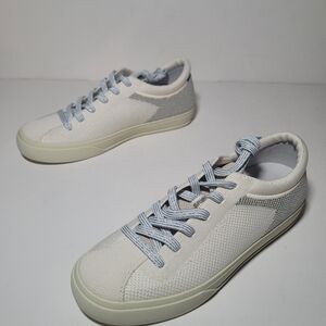 Women's White and Gray Rothy’s Lace Up Sneaker Golden Metallic Limi